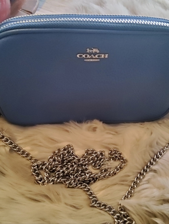 Coach Handbags - Coach Double Zip Camera Crossbody Bag Silver Chain EUC